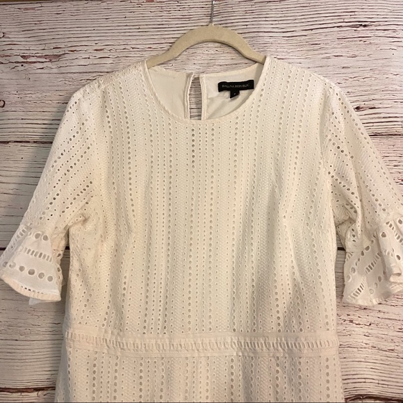 Banana Republic Cream Eyelet Dress Size 8 - Picture 2 of 3